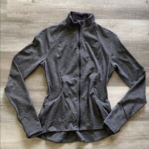 Lululemon Define Jacket Gray Black Full Zip Pockets Peplum Thumb Holes Yoga Sz 6